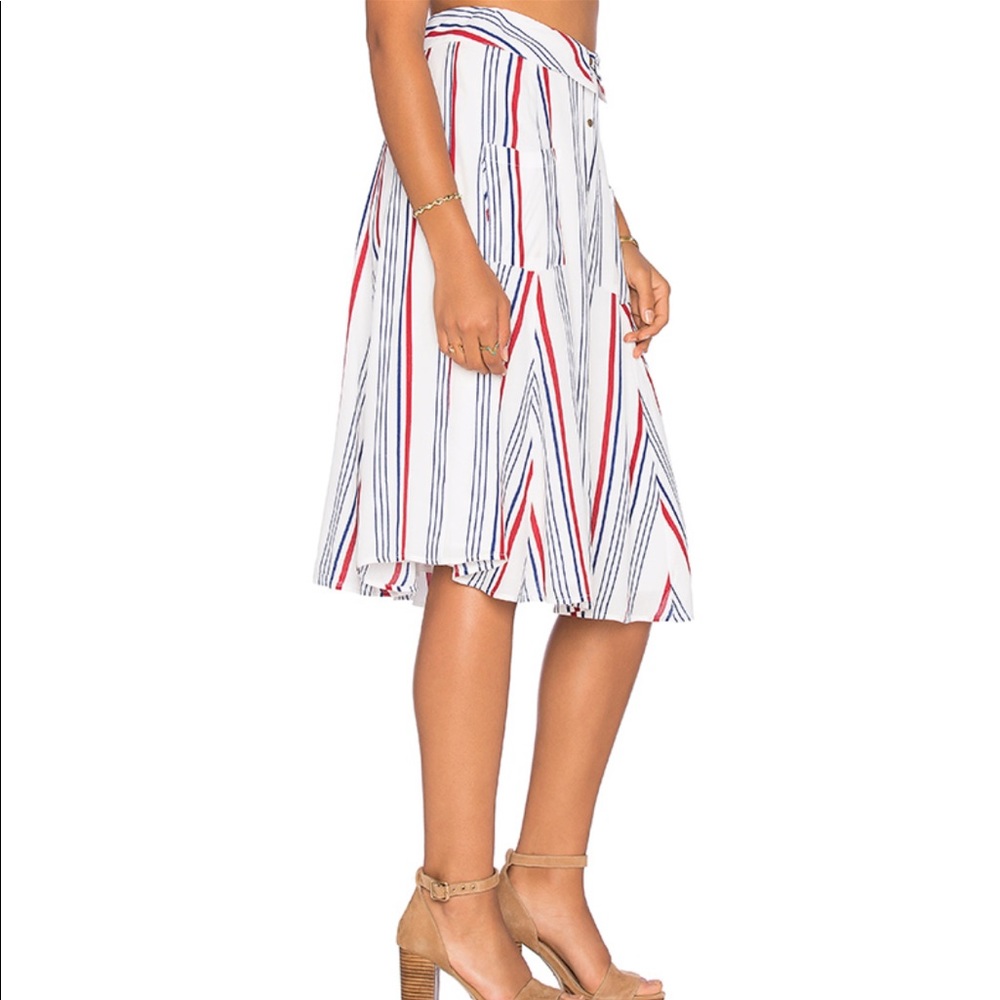 Tularosa Oliver Modest Skirt Blue & Red Stripe - Picture 2 of 7